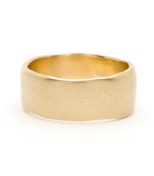 10mm Yellow Gold Torn Paper Edge Mens Wedding Band