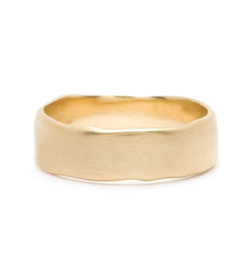Gold Masculine 7mm Torn Paper Edge Organic Mens Wedding Band designed by Sofia Kaman handmade in Los Angeles