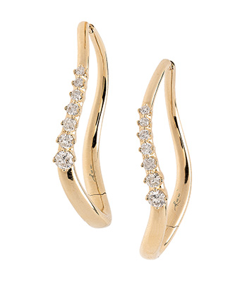 14K Gold Hoops with Diamonds Perfect for Engagement Rings for Women designed by Sofia Kaman handmade in Los Angeles