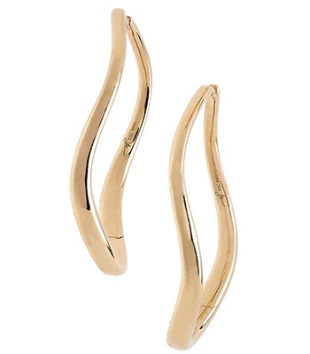 14K Yellow Gold Large Melt Hoop Earrings for Unique Engagement Rings designed by Sofia Kaman handmade in Los Angeles