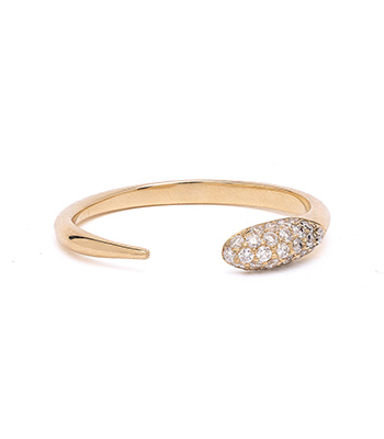 14K Gold and Diamond Open Stacking Band Comet Shooting Star Ring designed by Sofia Kaman handmade in Los Angeles
