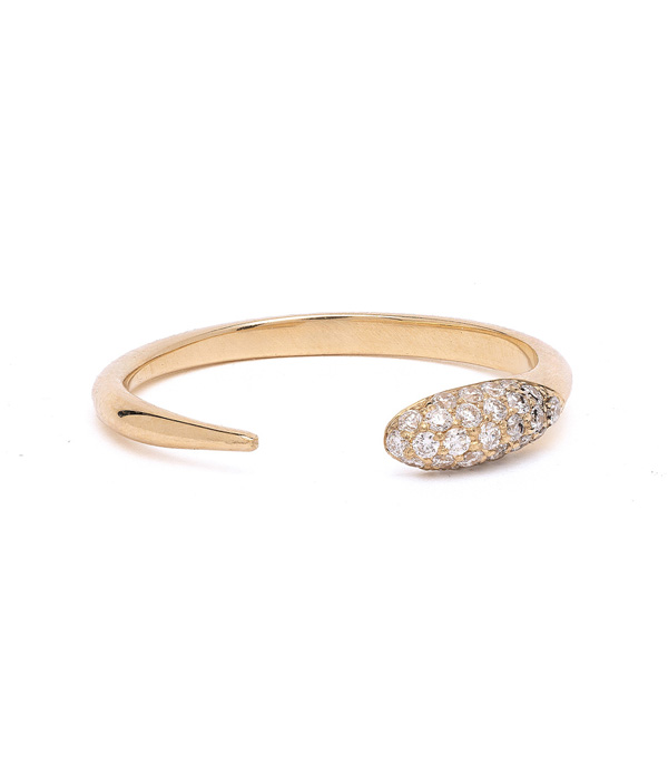 14K Gold and Diamond Open Stacking Band Comet Shooting Star Ring designed by Sofia Kaman handmade in Los Angeles using our SKFJ ethical jewelry process.