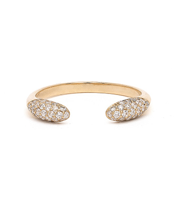 14k Gold and Diamond Double Comet Unique Wedding Band for Engagement Rings for Women designed by Sofia Kaman handmade in Los Angeles