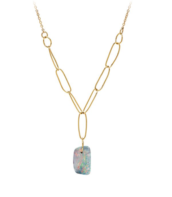 Boulder Opal Paperclip Chain Necklae