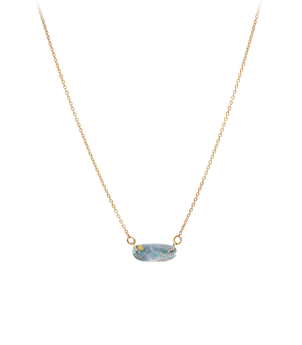 One of a Kind Australian Boulder Opal Bar Boho Necklace designed by Sofia Kaman handmade in Los Angeles using our SKFJ ethical jewelry process. This piece has been sold and is in the SK Archive.