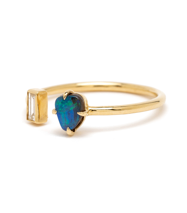 Boho Beach Inspired Gold Diamond Opal Ring