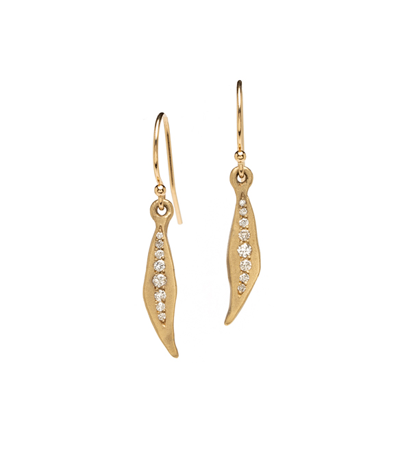 Bohemian Gold and Diamond Dangle Bridal Earrings for most Engagement Ring Styles designed by Sofia Kaman handmade in Los Angeles using our SKFJ ethical jewelry process.
