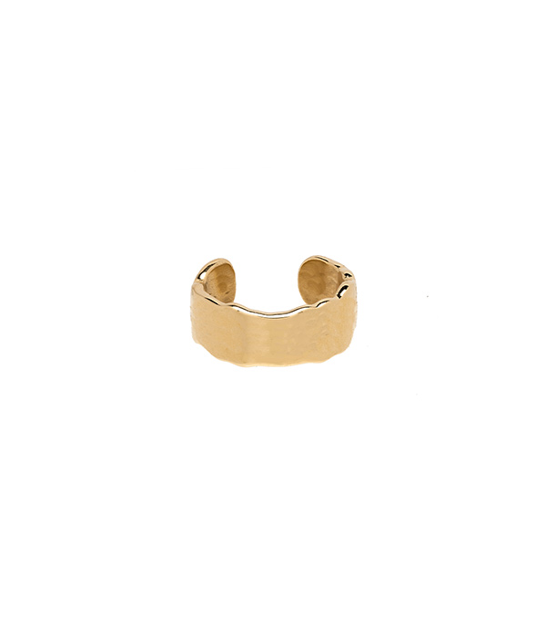 14K Gold Torn Paper Edge Cuff Earring for 2 Carat Diamond Ring for Women designed by Sofia Kaman handmade in Los Angeles using our SKFJ ethical jewelry process.