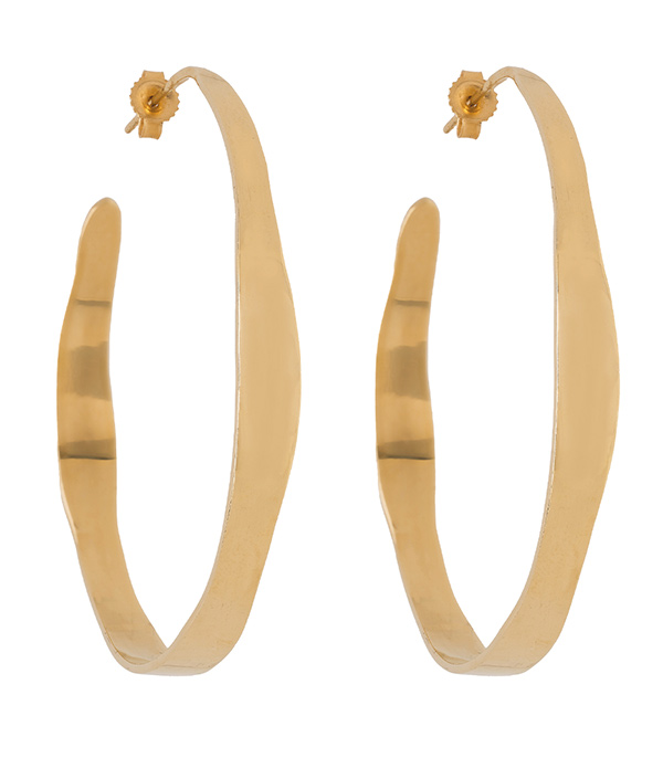 Large 14K Gold Torn Paper Hoop Earrings for 1 Carat Diamond Rings designed by Sofia Kaman handmade in Los Angeles using our SKFJ ethical jewelry process.