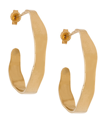 14K Gold Medium Torn Paper Hoops for 2 Carat Diamond Ring designed by Sofia Kaman handmade in Los Angeles