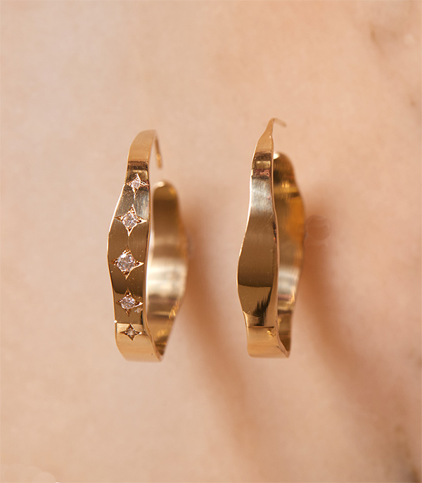 Gold And Diamond Hoop Earrings