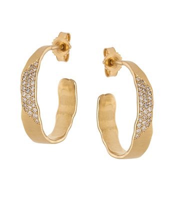 14K Gold Diamond Hoop Earrings for Diamond Engagement Rings for Women designed by Sofia Kaman handmade in Los Angeles