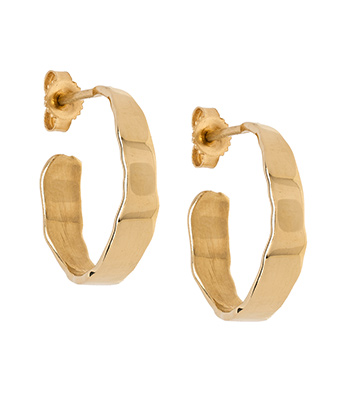14K Gold Medium Torn Paper Edge Hoop Earrings for Engagement Rings for Women designed by Sofia Kaman handmade in Los Angeles