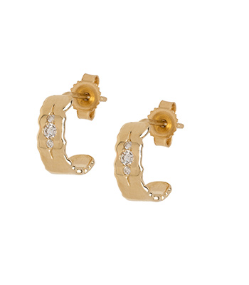 14K Gold and Diamond Earrings for 1 Carat Diamond Ring designed by Sofia Kaman handmade in Los Angeles