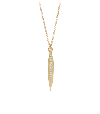 14k Matte Gold Natural Textured Pave Pave Diamond Bohemian Necklace designed by Sofia Kaman handmade in Los Angeles