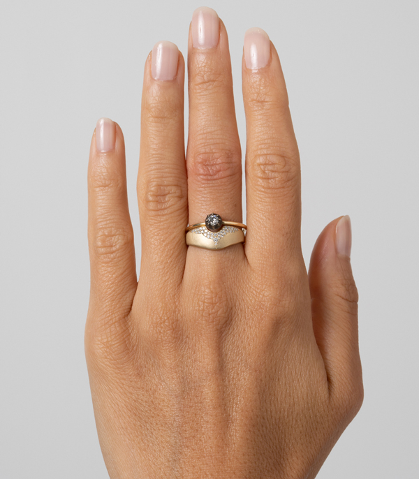 Matte Gold Unique Engagement Ring