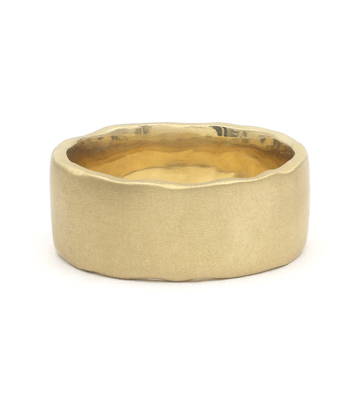 14k Gold 8.5mm Wide Organic Torn Paper Edge Wedding Band for Unique Engagement Rings designed by Sofia Kaman handmade in Los Angeles