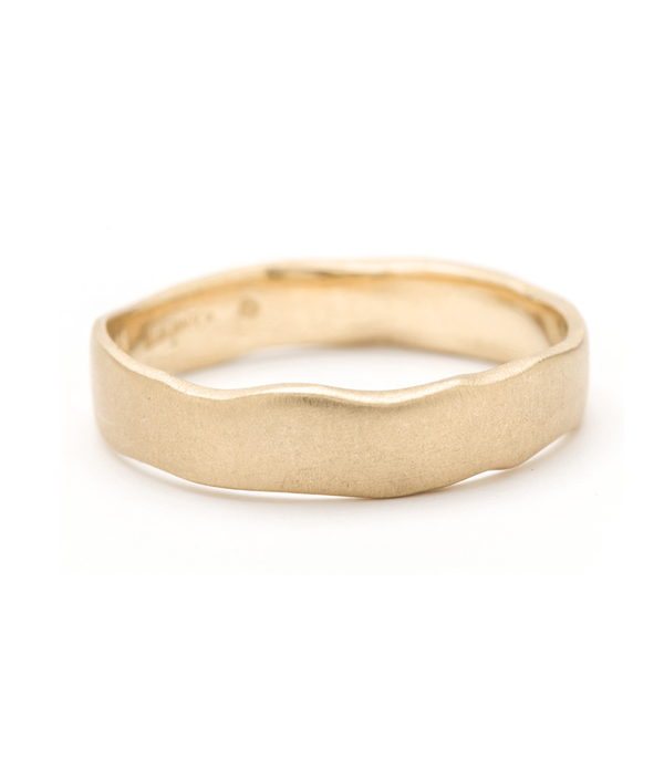 Gold Organic Torn Paper Handmade Bohemian Wedding Band designed by Sofia Kaman handmade in Los Angeles using our SKFJ ethical jewelry process.