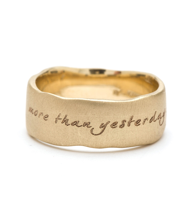 Gold Torn Paper Band With Personalized Engraving 7mm