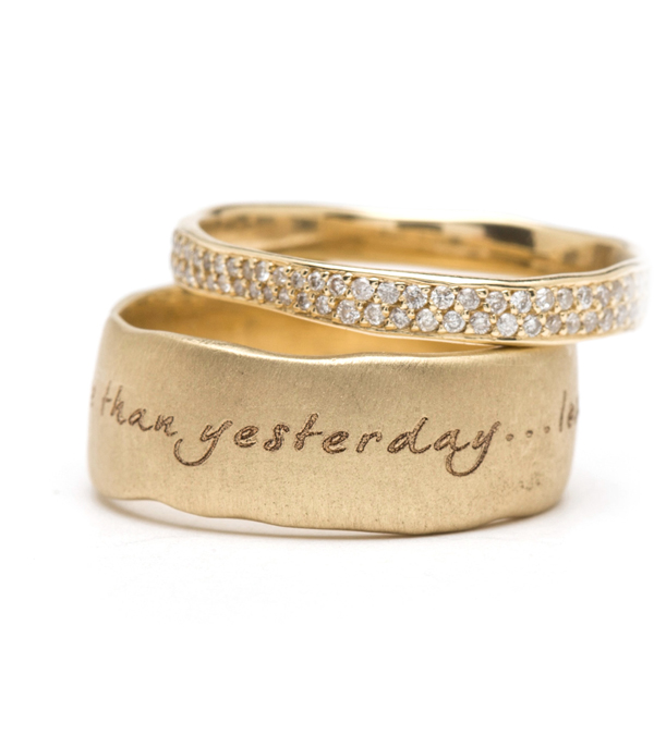 Gold Torn Paper Band With Personalized Engraving 7mm