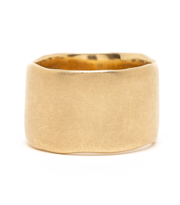 14K Gold Wide Wedding Band For Unique Engagement Rings designed by Sofia Kaman handmade in Los Angeles