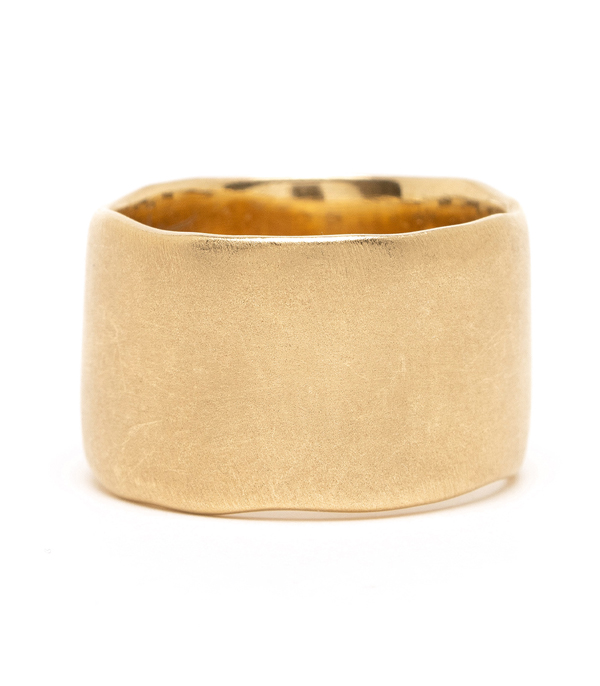 14K Gold Wide Wedding Band For Unique Engagement Rings designed by Sofia Kaman handmade in Los Angeles using our SKFJ ethical jewelry process.