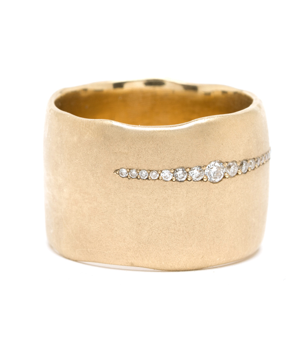 Wide Gold Band With Diamonds