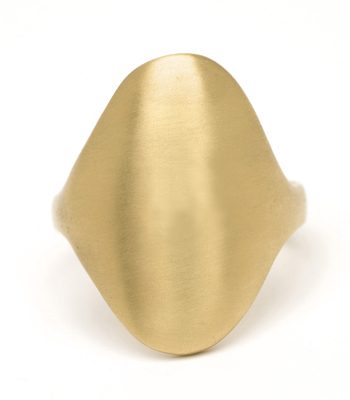 14k Gold Oval Engravable Shield Signet Ring designed by Sofia Kaman handmade in Los Angeles