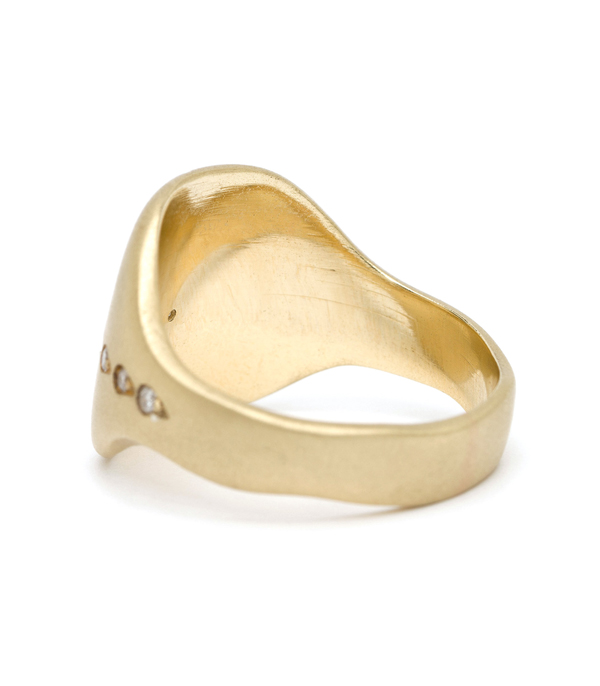 14k Gold Bohemian Diamond Shield Signet Ring