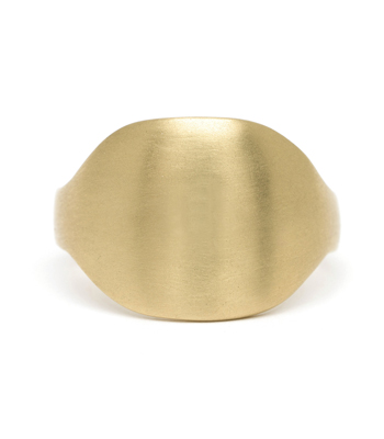 14k Matte Gold Engravable Shield Signet Ring designed by Sofia Kaman handmade in Los Angeles