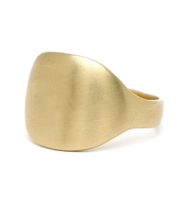 14k Gold Shield Signet Ring