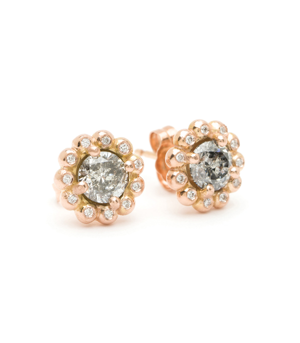 Bohemian Rustic Diamond Bridal Earrings