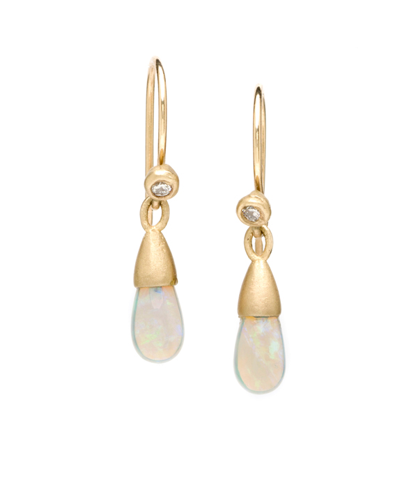 Boho Opal Diamond Drop Earrings