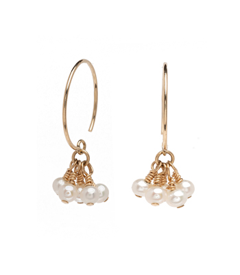 Tiny Pearl Tassle Earrings perfect for Unique Engagement Rings designed by Sofia Kaman handmade in Los Angeles