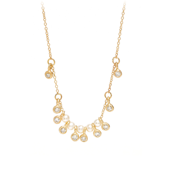 Gold Pearl Fringe Necklace