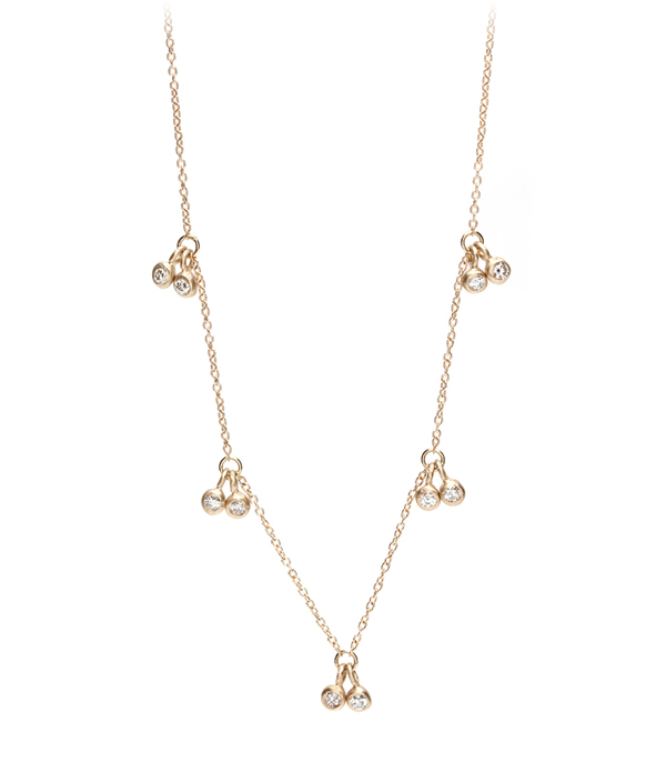 Gold Layering Diamond Dangle Necklace