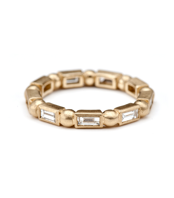 Gold Diamond Baguette Bubble Band Stacking Ring