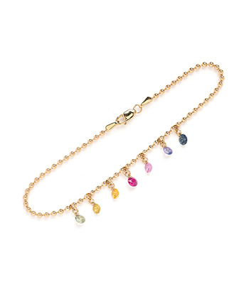 14K Gold Bracelet with Sapphires the Perfect Gift for the September Birthday designed by Sofia Kaman handmade in Los Angeles