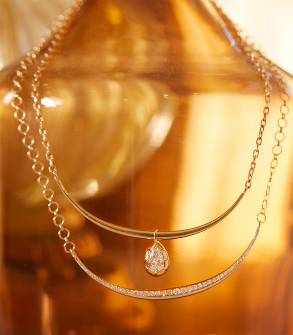 Diamond Crescent Bar Necklace