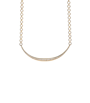 14K Gold Crescent Necklace with Diamonds for Engagement Rings for Women designed by Sofia Kaman handmade in Los Angeles