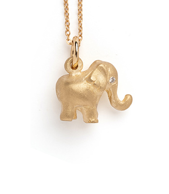14k Gold Puffy Elephant Charm Pendant for Paperclip Necklace that Makes a Perfect Christmas Gift designed by Sofia Kaman handmade in Los Angeles