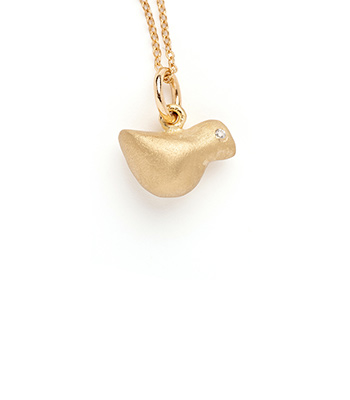 14K Gold Dove Charm Pendant to Signify Peace and Love Makes the Perfect Gift for Daughter and Mother designed by Sofia Kaman handmade in Los Angeles