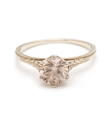 Champagne Diamond Bohemian Engagement Ring designed by Sofia Kaman handmade in Los Angeles