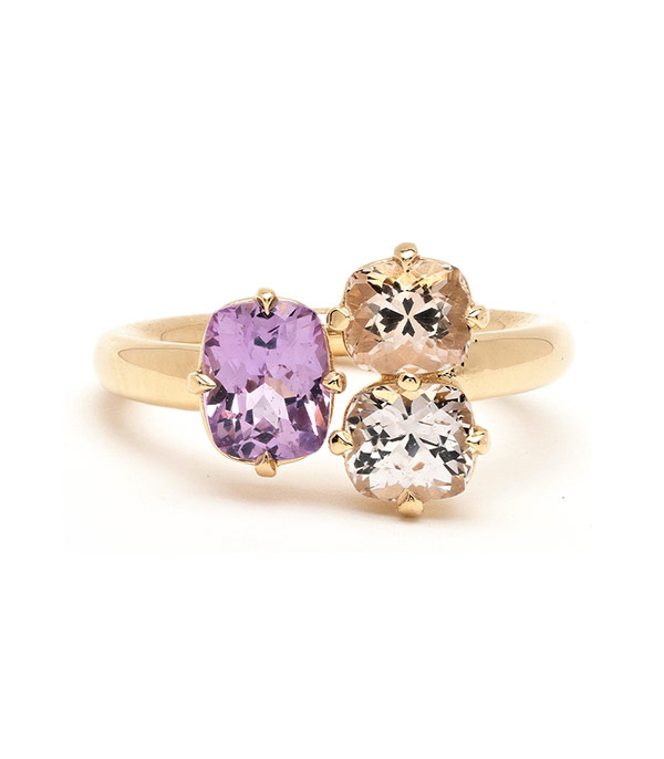14k Gold Pink Sapphire Engagement Ring makes for Unique Wedding Rings designed by Sofia Kaman handmade in Los Angeles using our SKFJ ethical jewelry process.