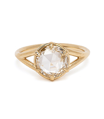 14K Gold Champagne Rose Cut 2 Carat Diamond Ring that makes a Beautiful Engagement Ring for Women designed by Sofia Kaman handmade in Los Angeles