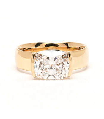 3 Carat Diamond Engagement Ring with Lab Grown Diamond designed by Sofia Kaman handmade in Los Angeles