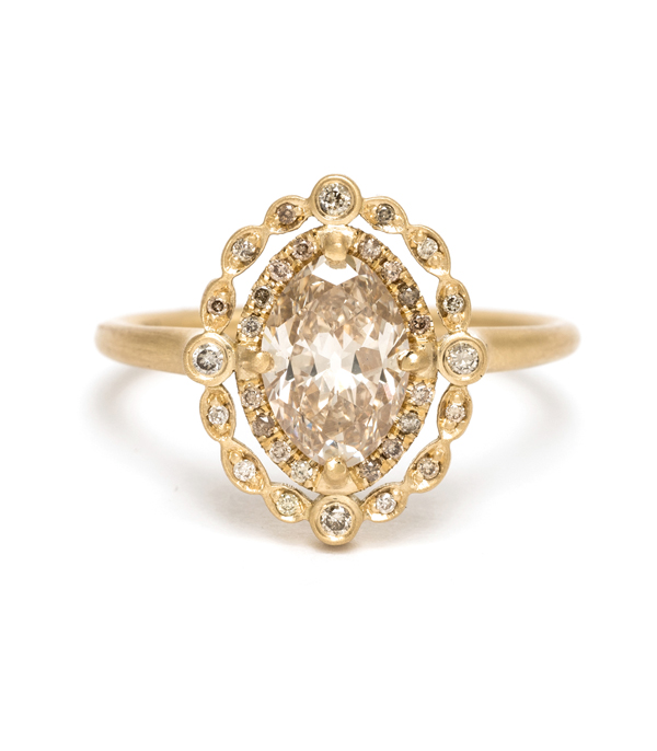 18k Gold Champagne Diamond Engagement Ring