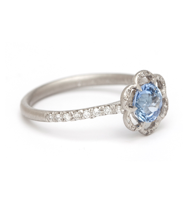 Forget Me Not Ring With Diamond Pave Band