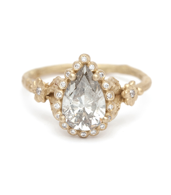 Dewdrops In The Garden Ring With Pear Shaped Diamond