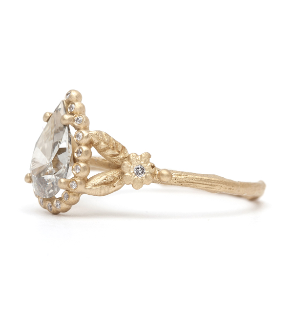 Dewdrops In The Garden Ring With Pear Shaped Diamond